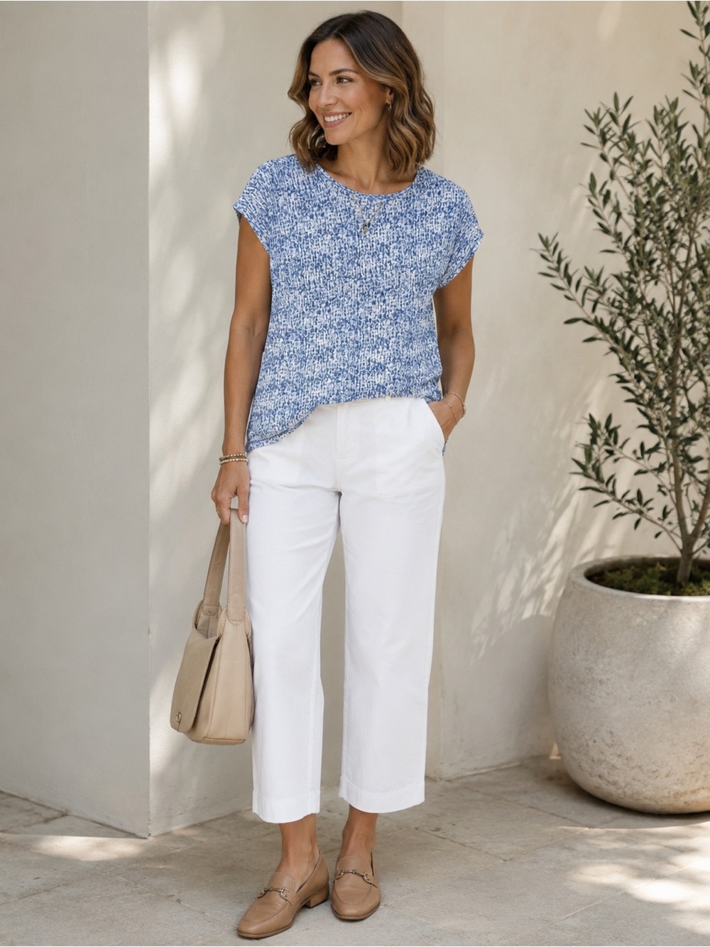 Orvis Womens Shirt Top Short Sleeve Size Large Linen Blend Blue Preppy Coastal